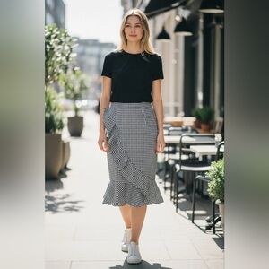 Missguided Aline Pencil Ruffle Plaid Checked Skirt Size 2